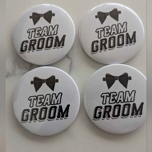 Team Groom Buttons For Bachelor Parties or Groomsmen Gifts (Set of 4)